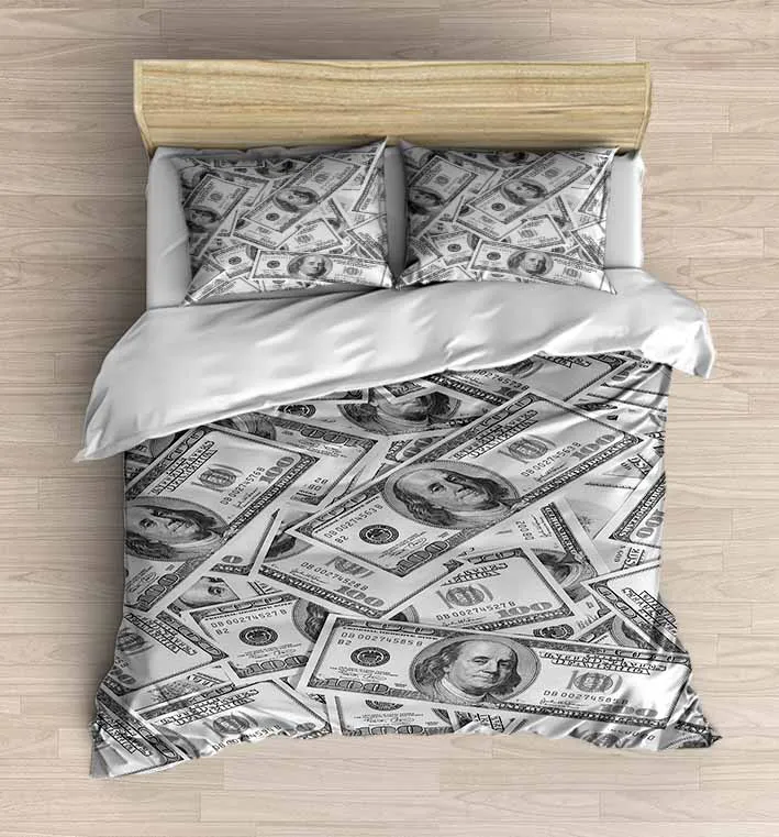 Еще 4 предмета черный серый белый долларовые деньги ретро 3D принт хлопок сатин