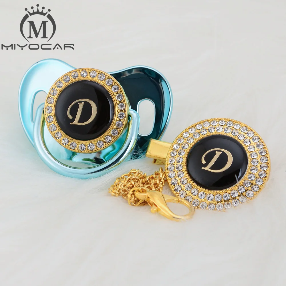 MIYOCAR уникальный дизайн имя инициалы буквенные D прекрасный bling соска и пустышка Клип Набор BPA бесплатно пустышка bling уникальный дизайн LD