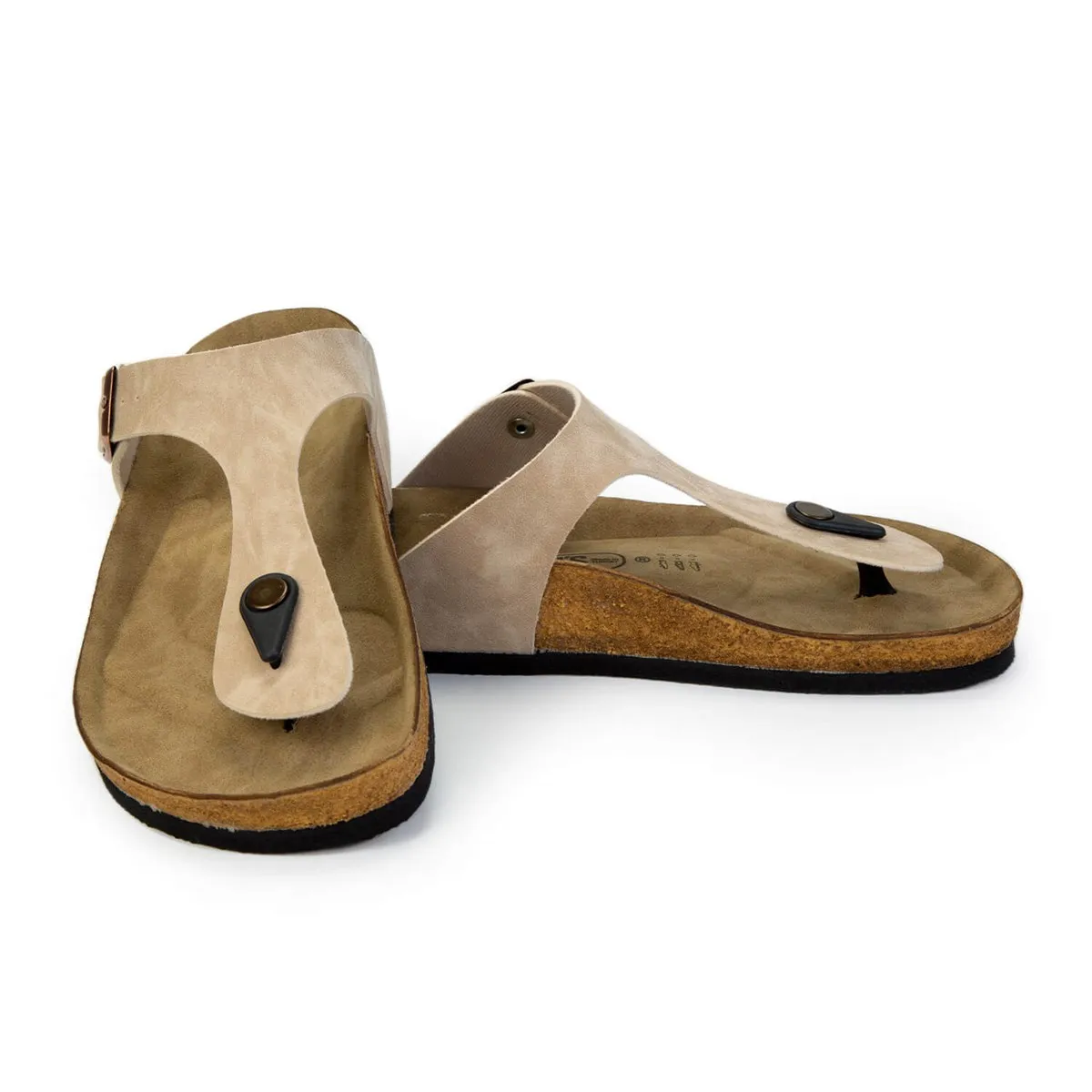 

Summer Women 'S Thong Cork Sole PU Artificial Leather Flip Flops Black White Mink Orthopedic Buckled Open Toe Fashion Design New 2022