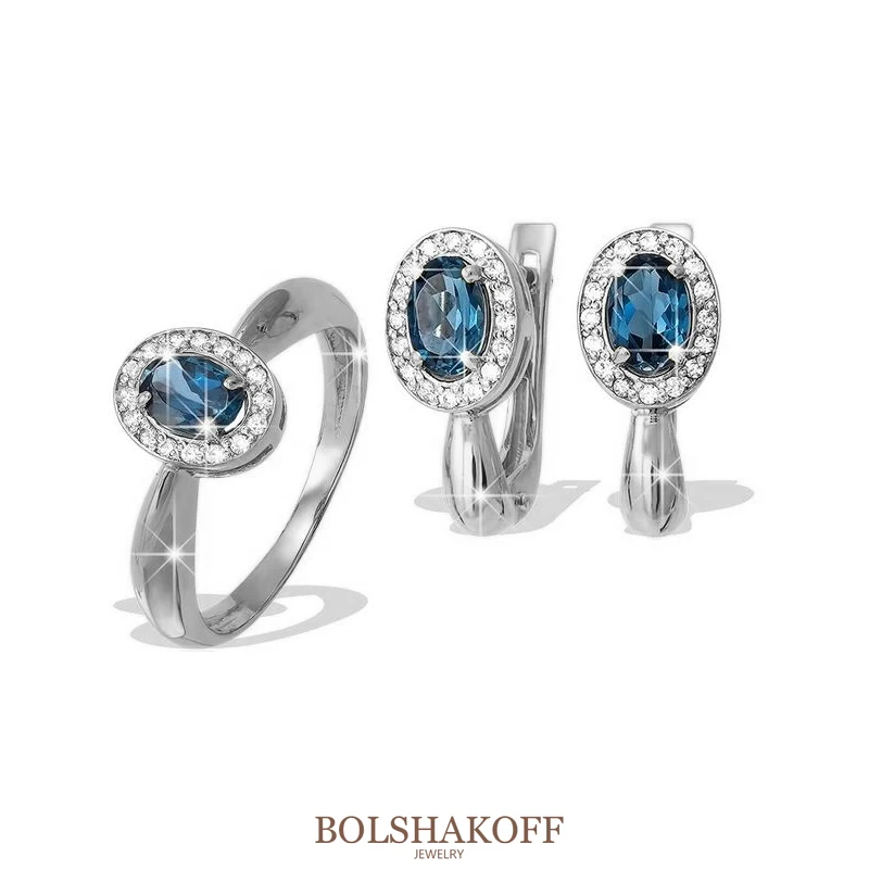 Комплект украшений BOLSHAKOFF Кольцо+Серьги серебро 925 арт.498 размер 17 осн.вставка -