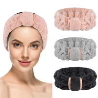 sinland spa headband hair band women skin care facial makeup head band soft coral fleece head wraps for shower washing 3 pack