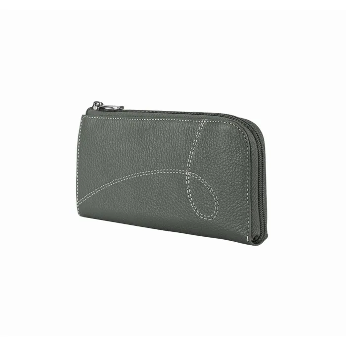 портмоне женское 100% натуральная зерненная фактура кожа PL 131 PM-DGR темно-зеленый