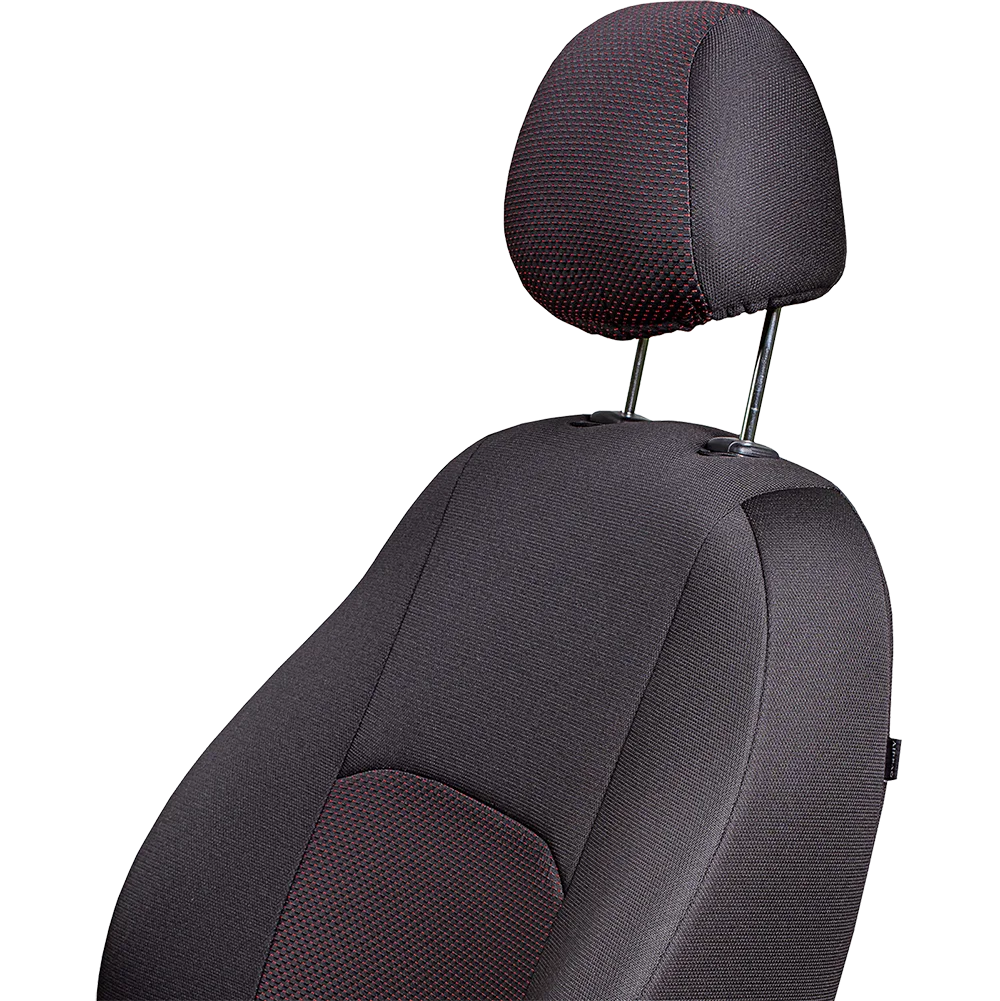 Ford Focus -2 08.2004-06.2011 к.Ghia/Titanium РЗСиС60/40+подлок. 3Г Дублин Жаккард Чёрный / Ёж Красный -