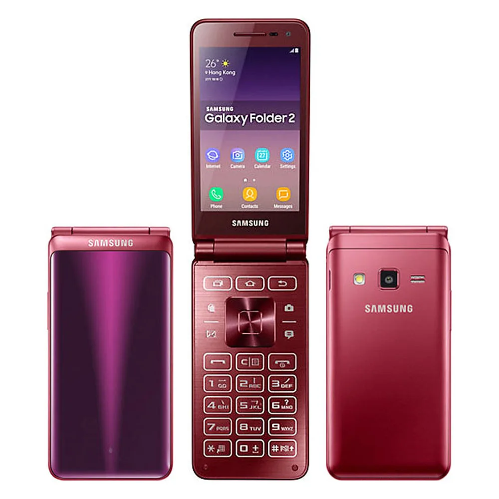 Samsung Galaxy Folder2 G1650 Dual Sim 2GB RAM 16GB ROM Quad Core Snapdragon 3.8'' LTE 8MP Original Flip Cell Phone Smartphone