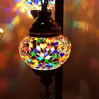 Handmade, Tiffany Style Glass, Turkish/Moroccan Lantern Ottoman Style Mosaic Floor Lamp (Multi-Colored, 3 Globes)