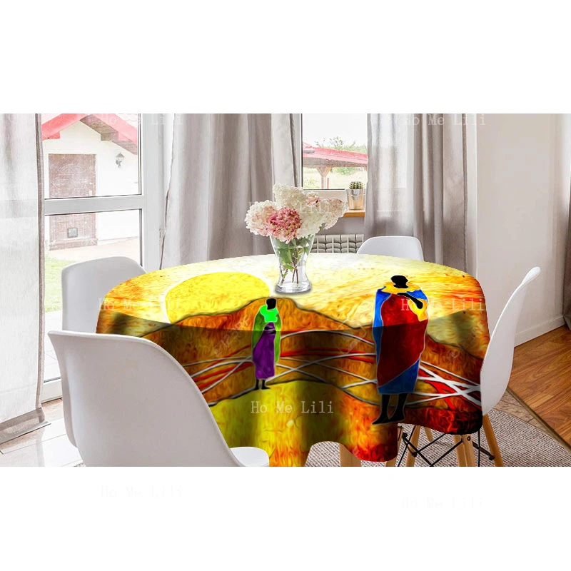 Африканская Этническая ретро винтажная круглая скатерть с рисунком Диего Ривера
