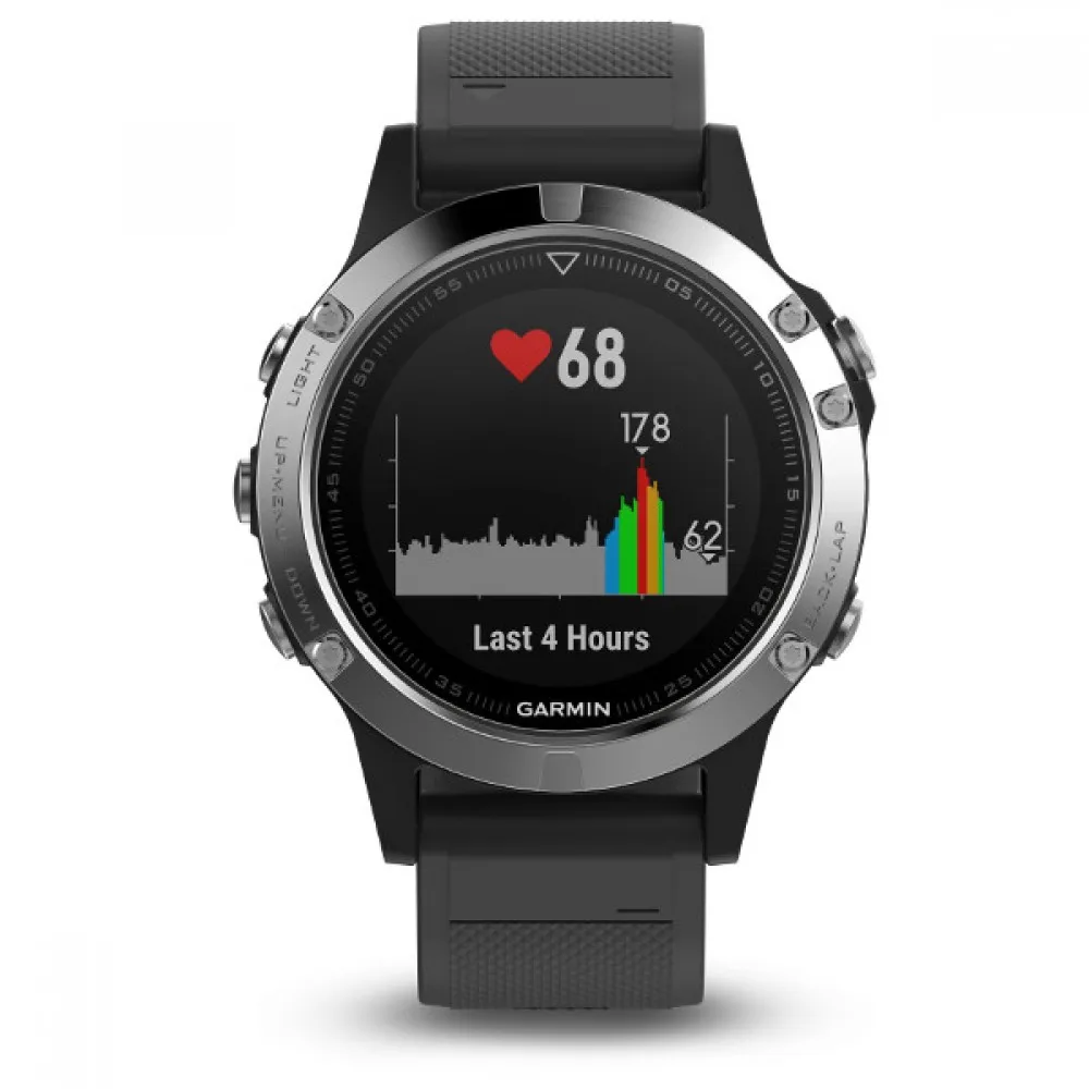 Garmin Fenix 5 серебристые с черным ремешком | Электроника