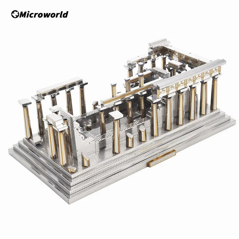 

Металлический 3D-пазл Microworld для взрослых, модель архитектуры храма атены, лазерная вырезка «сделай сам», старинная коллекция