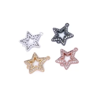 brass copper alloy micro pave cubic zirconia connector charms links star 16x15mm accessories findings for making necklace