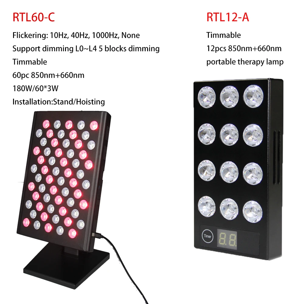 RTL60S-C RTL12-A With Stand Portable Wholesale Red Light Therapy Panels Full Body Led Infrared 660NM 850NM Low EMF Beauty Sauna