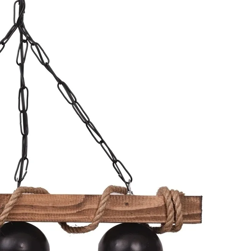 

Retro Light Wooden Rope 1-2-3 Holder Rustic Chandelier Bulbs Not Included Industrial Wind Loft Solid Wood Restaurant Vintage