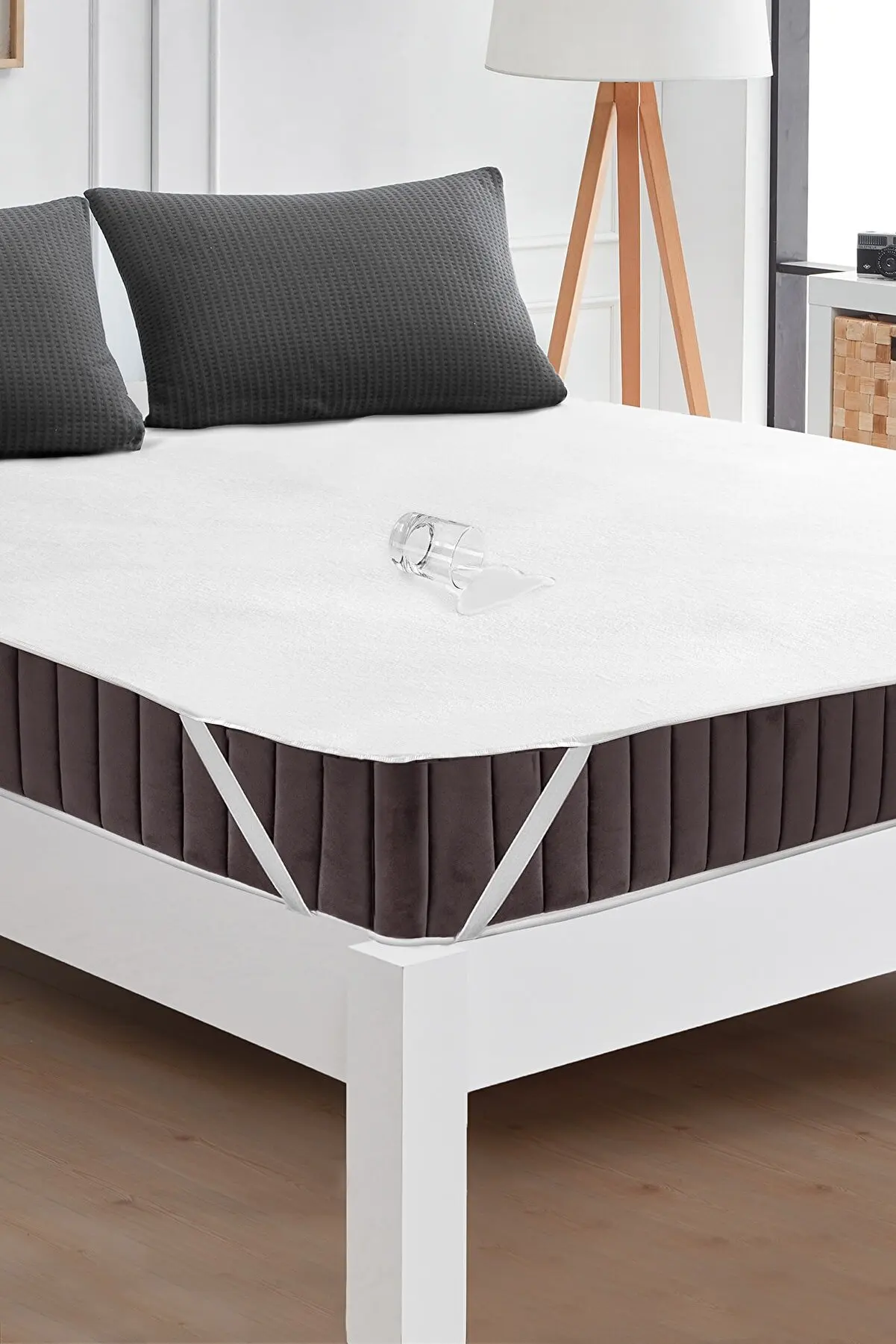 

Waterproof White Mattress Pad Cover Anti Mites Bed Sheet Bed Protector Mattress Protector Elastic Belt Fix Mattress