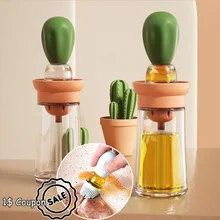 2 in 1 Oil Bottle With Scales Oil Brush Dispenser Oil Sprayer Jars Sauce Spice Cooking Baking BBQ Seasoning Kitchen Gadget Sets