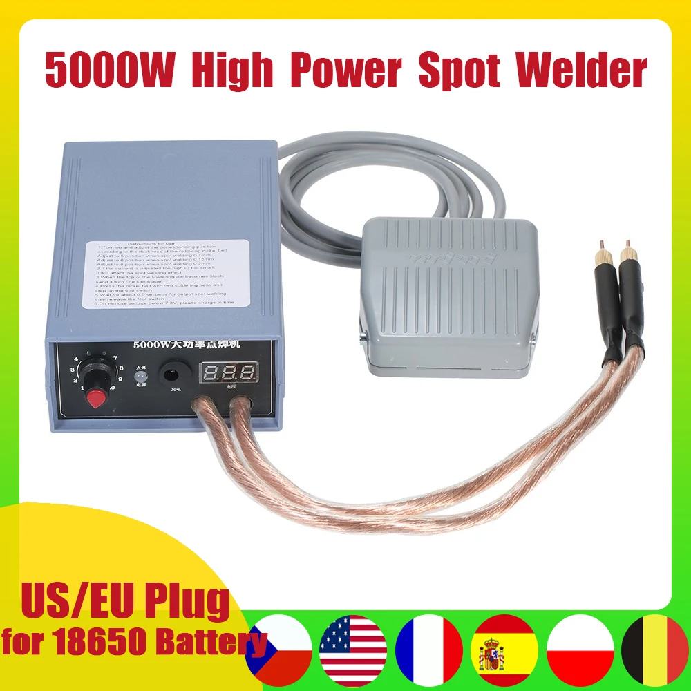 

5000W High Power Battery Spot Welder Kit Welding Tools Portable Adjustabl Spot Welding Machine 0.2MM Nickel Strip For DIY 18650