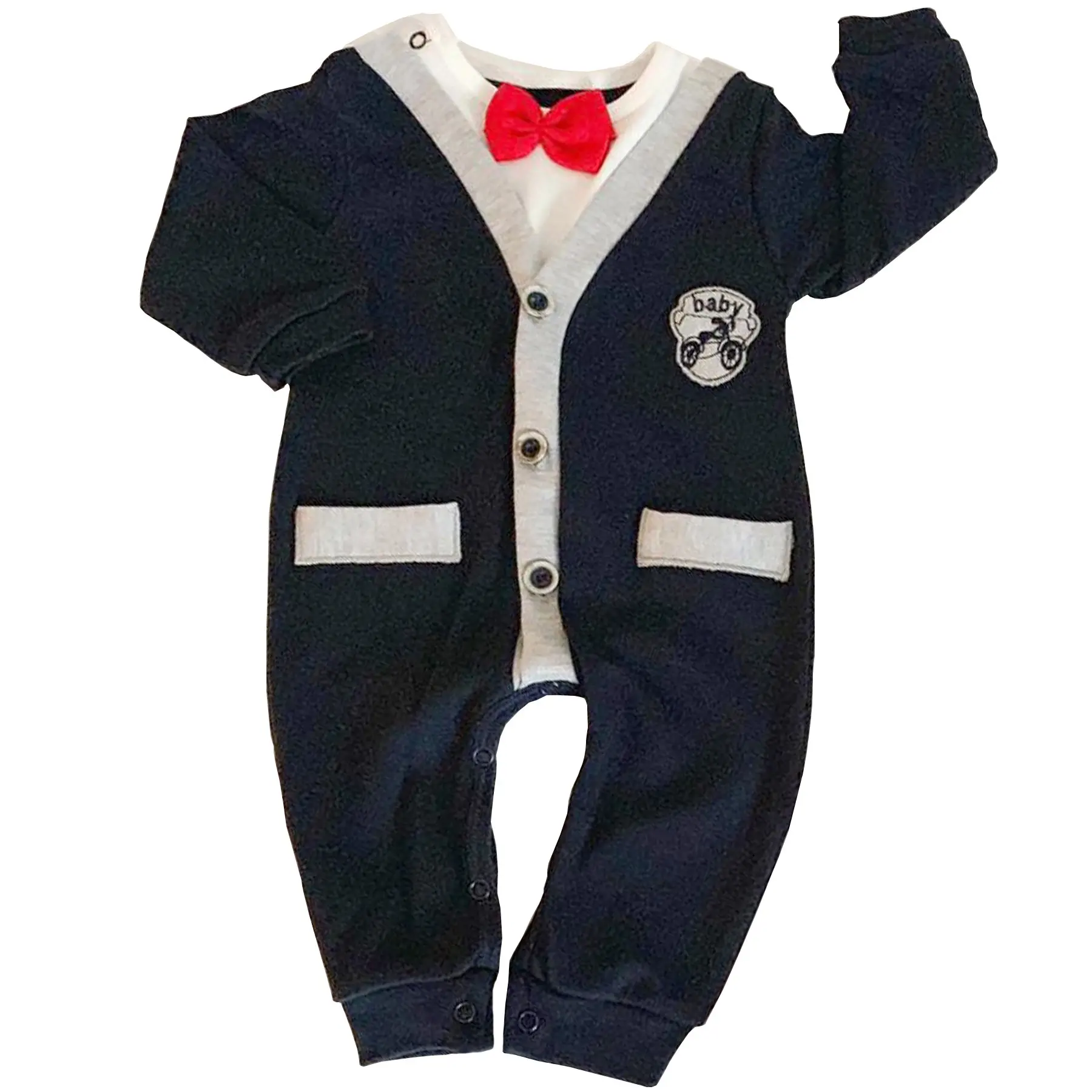 

Papyonlu Button Laci Tuxedo Rompers