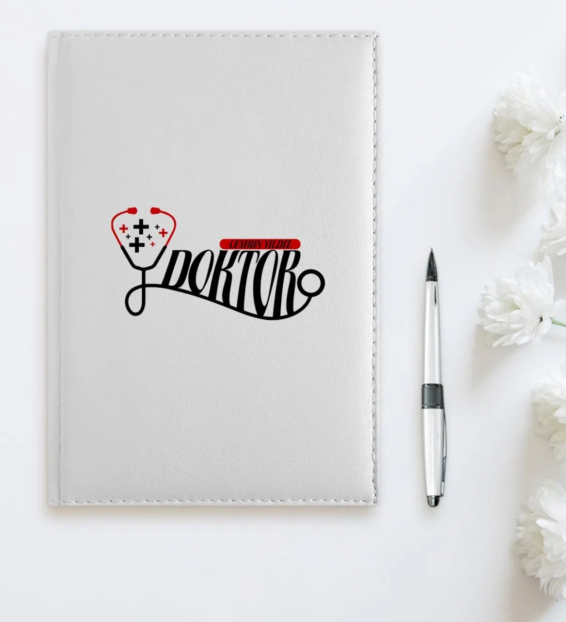 

Personalized Professional Doctor White Leather Organizer-13