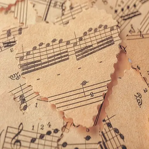 

Curtain Paper Hearts With Notes Music Concept Classic Decorative Art Printed Beige