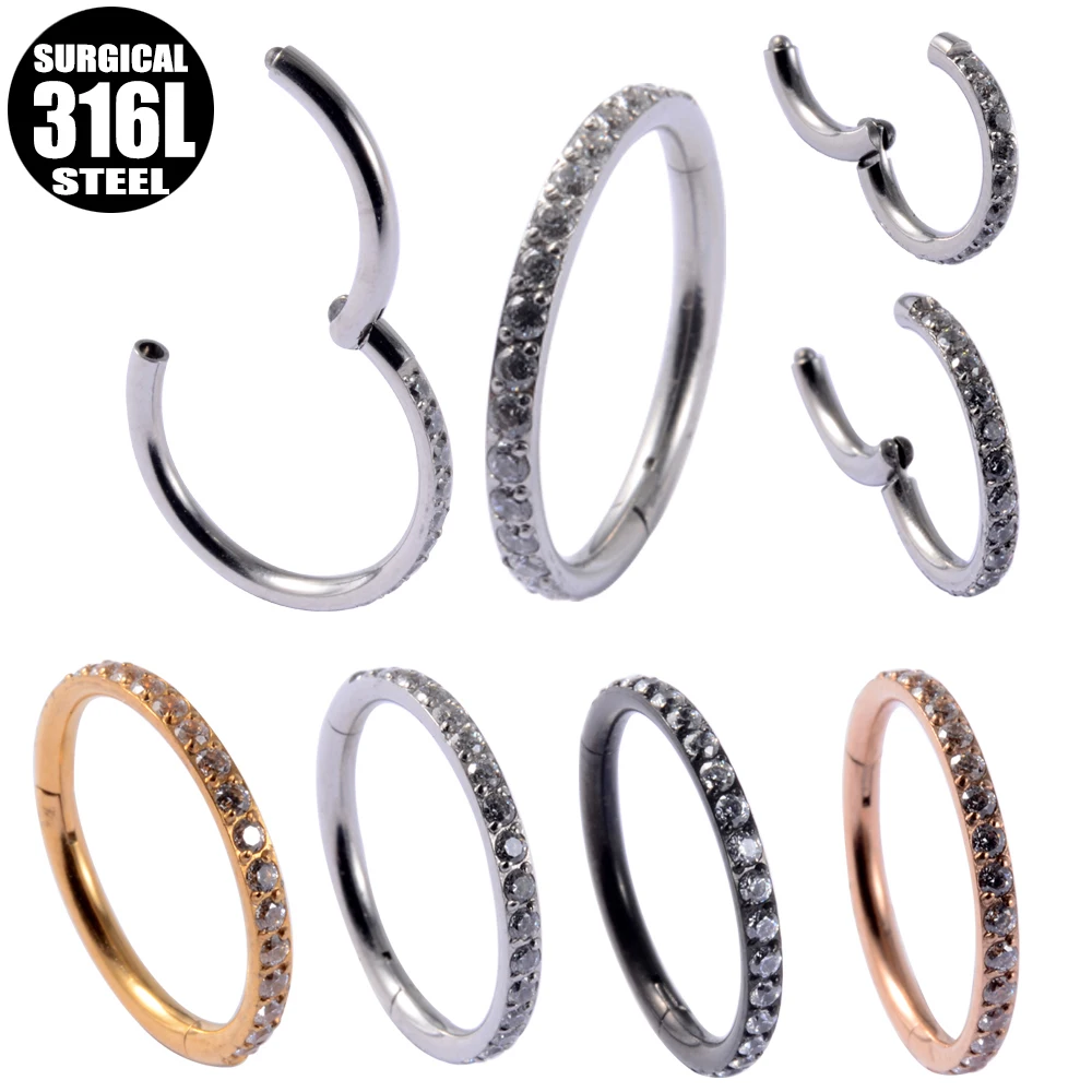 Серьги кольца из хирургической нержавеющей стали 316L сегментные для пирсинга
