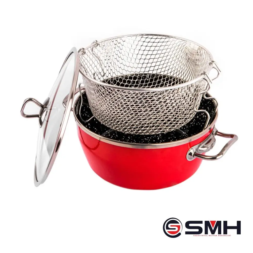 

enamel pot French Fries Chips Mini Frying Basket Strainer Kitchen Cooking Chef Basket Colander Tool Frie basket inclusive