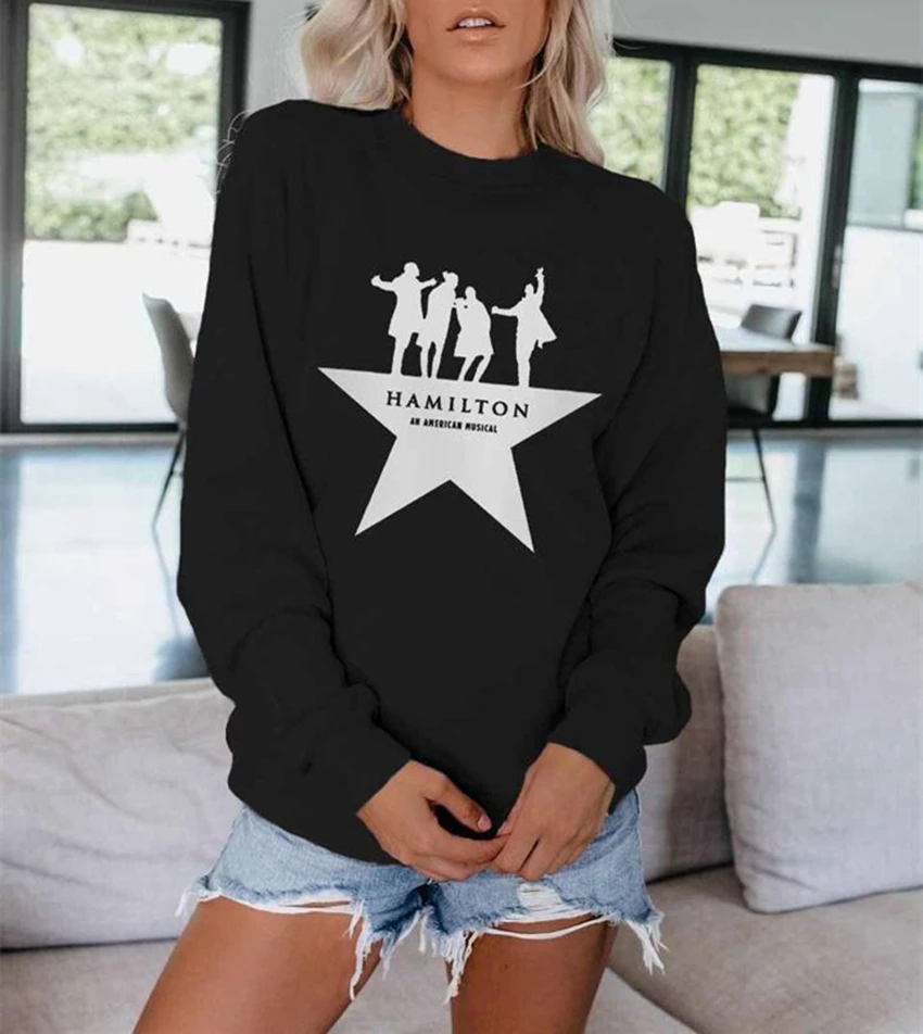 

Женский свитшот со звездами, с круглым вырезом и длинными рукавами, Свободный пуловер, осень 2020