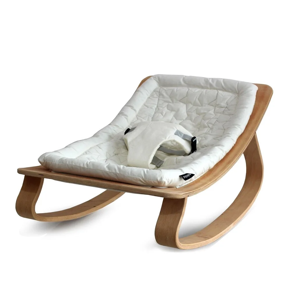 

Newborn Baby Rocker Wooden with Sweet Cushion Natural Wooden Rocking Baby Cribs Newborn Infant Sleeping Bed Baby Bouncer