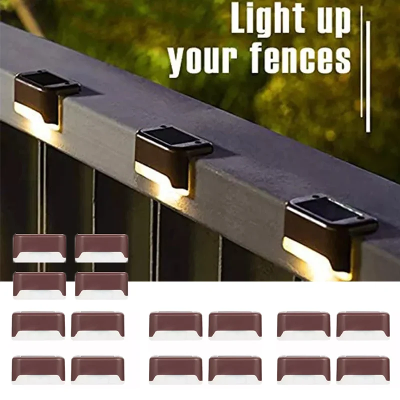 

Solar LED Deck Wall Lights Waterproof Warm White LED Stairs Step Outdoor Lighting for Garden Fence Patio Yard Pathway Decoration