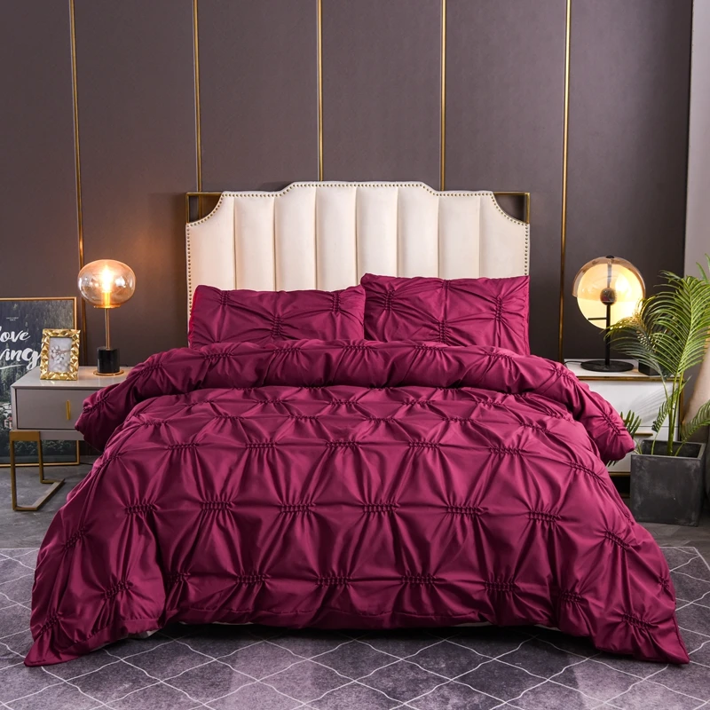 

Twist Pinch Pleat Bedding Set White Duvet Cover 200x200 Simple King Single Double Queen Solid Color Soft Bedclothes No Bed Sheet