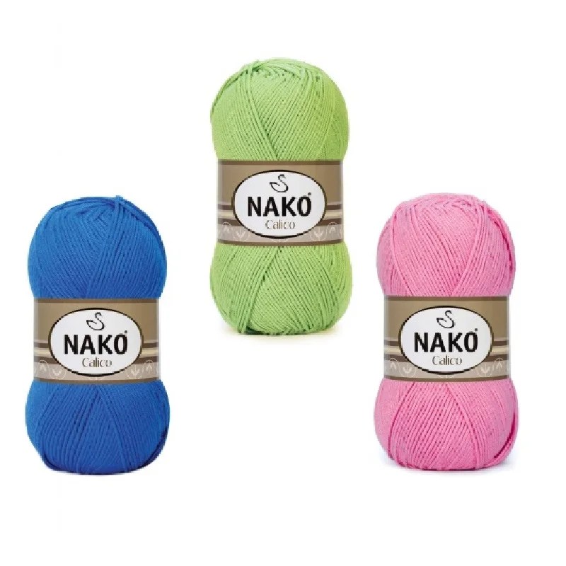 Тканевая пряжа Nako Calico 100гр 245 м % 50 Премиум акрил Хлопок Вязание крючком амигуруми