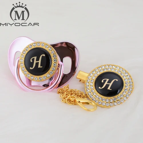 LH-11 6-18M MIYOCAR инициалы буквенные H красивые блестящие соски и пустышки клип набор уникальный BPA бесплатно пустышка bling уникальный дизайн LH - Цвет: LH-11 6-18M