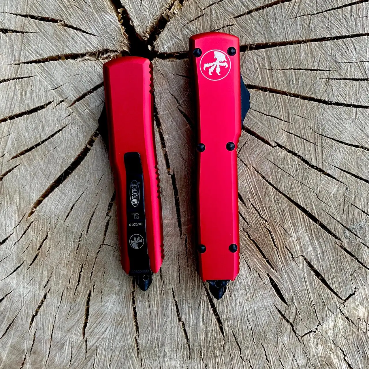 Нож Microtech Ultratech Автоматический фронтально-выкидной красный