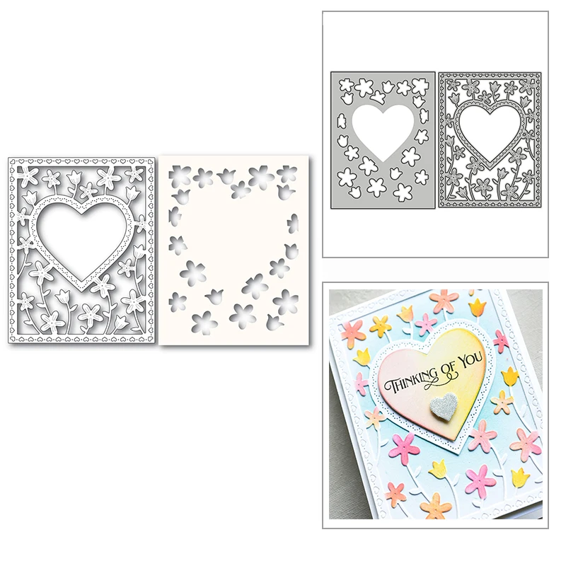 

Новинка 2022 г., фоновая рамка в форме сердца, тюльпана, цветка, металлические пресс-формы для «сделай сам», скрапбукинг, изготовление открыток...