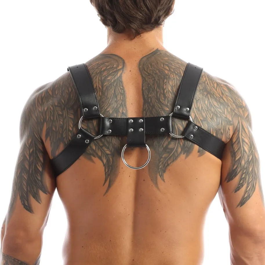 Men Leather Chest Suspender Harness Sword belt Adjustable Bondage Body Garter Goth Dance Gay Nightclub Wear Restraint Belts |
