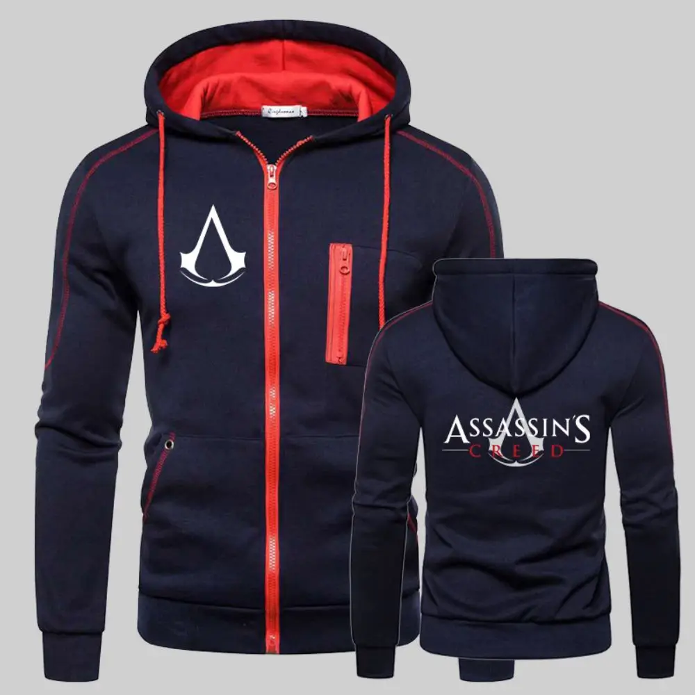 

2021 Newest Autumn Winter Warm Sports Men's Sweater Long Sleeve Leisure Printed Drawstring Hoodie Fashion Zipper Men's Coat