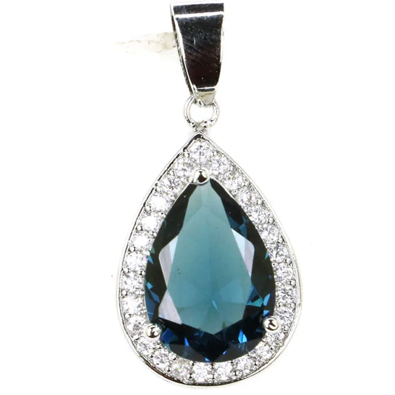 28x14 мм Прекрасный Капли воды комплект ювелирных изделий создала Лондон Голубой