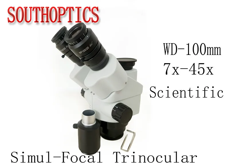Тринокулярный стереомикроскоп Scientific 7x-45x/головка микроскопа/Аксессуары для