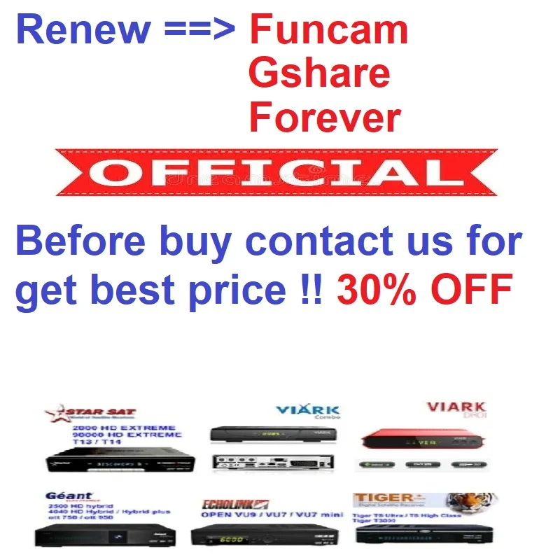 Сервер Gshare Forever Funcam IKS обновление 12 месяцев гигантская звезда тигр Echolink Viark Openbox