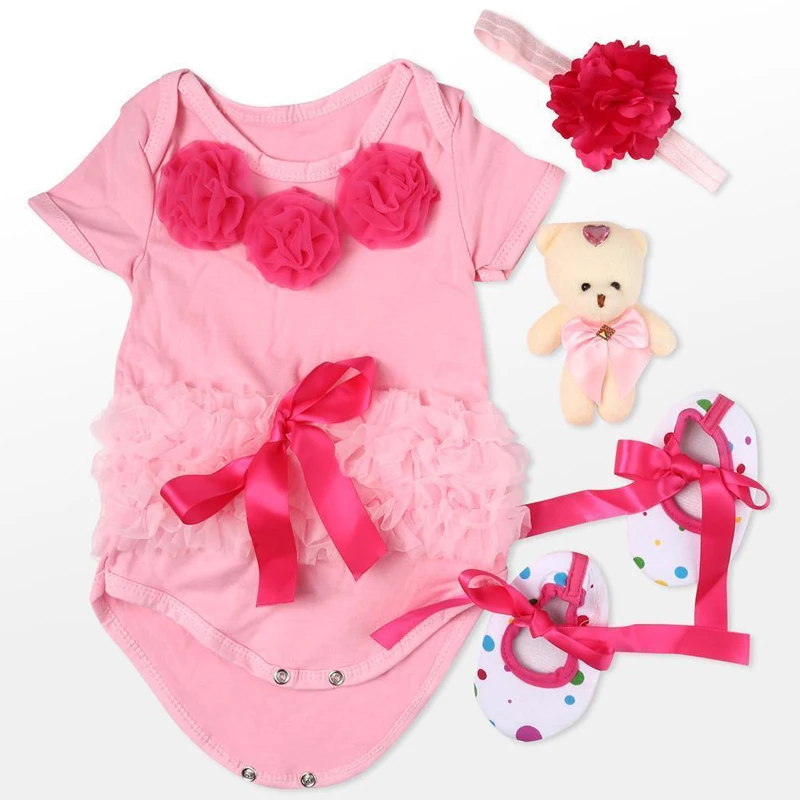 

Милое розовое Цветочное платье ADFO, 20-22 дюйма, Одежда для новорожденных, Одежда для кукол, 51-56 см, детская игрушка, наряд, 3 шт., комплект одежды, ...