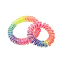 Lot 100Pcs RainBow Hair Bands Colorful Elastic Rubber Telephone Wire Ties TPU Rope Accessory