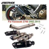motorcycle exhaust system for kawasaki z750 2007 2013 exhaust tips 51mm muffler slip on middle link pipe escape stainless steel