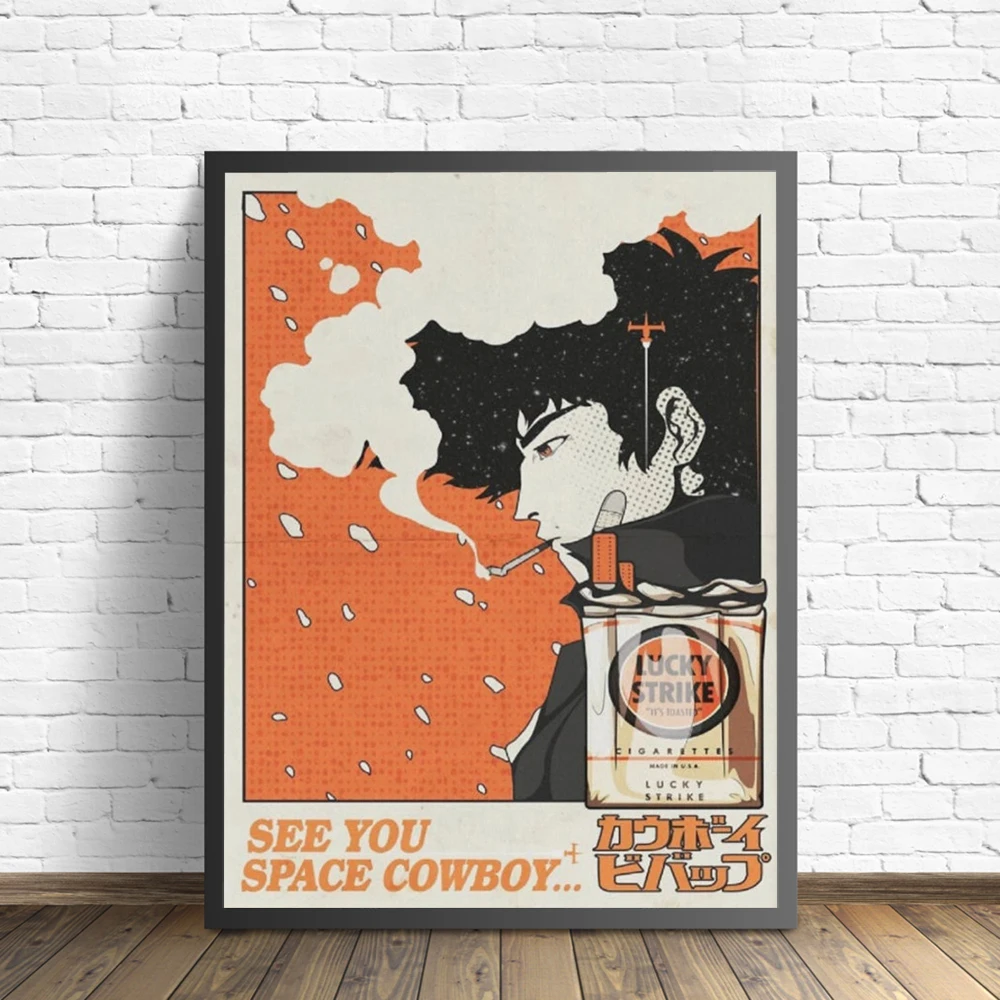

Винтажный ковбойский постер Bebop, японские аниме постеры, печать, рисунок, ретро рисунок для курения, холст, настенные картины, декор для гост...