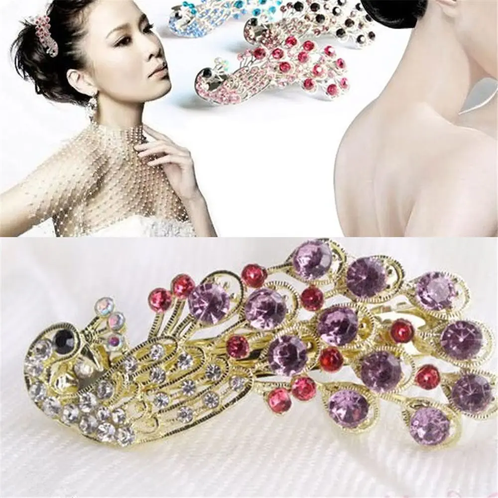 

Peacock Full Crystal Rhinestones Hairpin Hair Clip Headwear Barrettes For Women Girls Women Hair Accessories