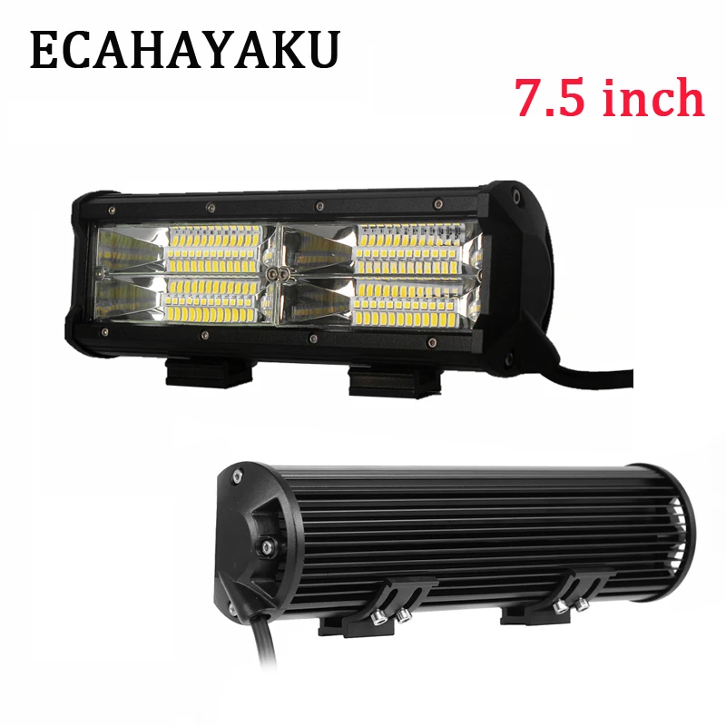 ECAHAYAKU 2PCS 9 &quot Dual Rows LED Light Bar 144W Flood Beam IP68 for Off-Road Vehicles-ATVs SUV Truck Trains 12V/24V Car Lamp |