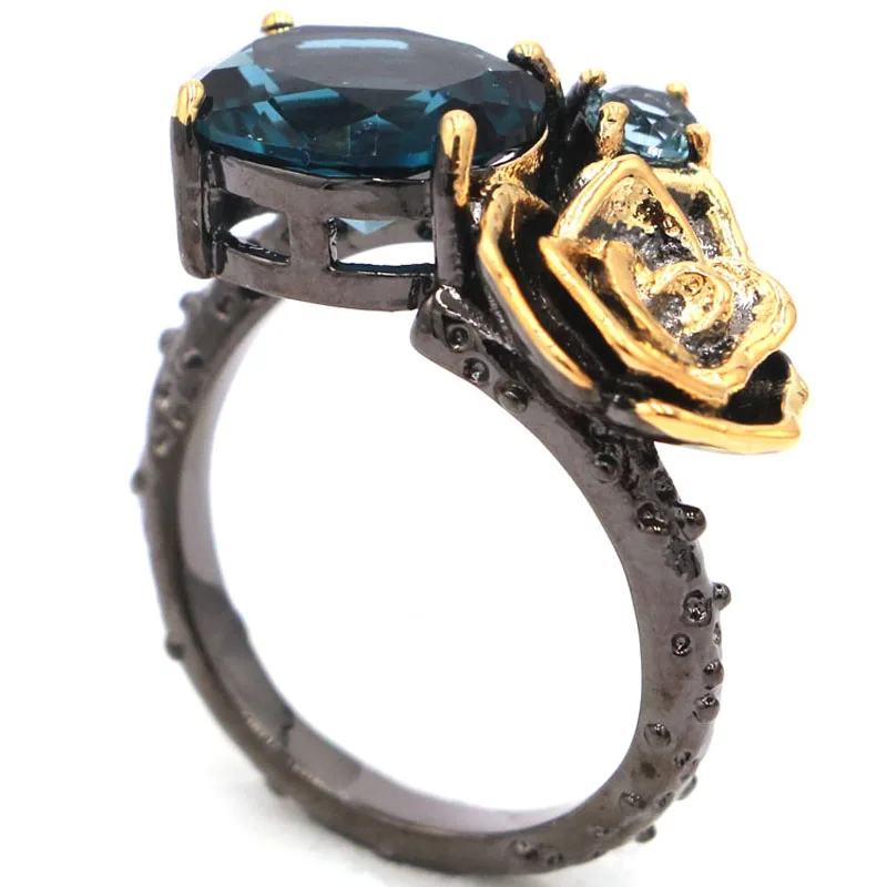 Неоготическая Роза темно-синий топаз иолит Изумрудный турмалин уличная мода