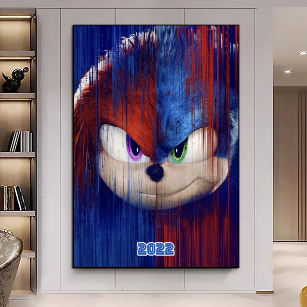 

Disney Sonic The Hedgehog 2 Anime Movie Poster Cartoon Adventure Game Canvas Painting Wall Art Picture Kids Room Home Decoration