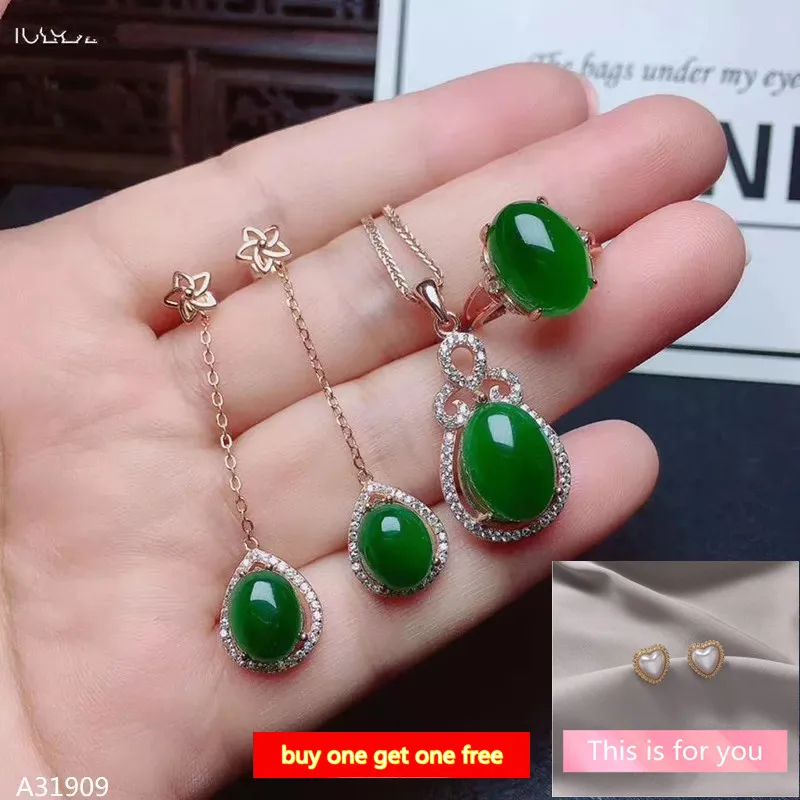 

KJJEAXCMY Fine jewelry 925 sterling silver inlaid natural jasper gemstone ladies necklace pendant earrings ring set support det