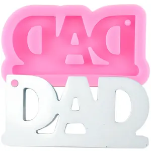 Блестящая Глянцевая форма для брелока с надписью папы, силиконовая форма из эпоксидной смолы, сделай сам, ожерелье, подвески, изготовление ювелирных изделий, подвеска, глиняные формы - изображение