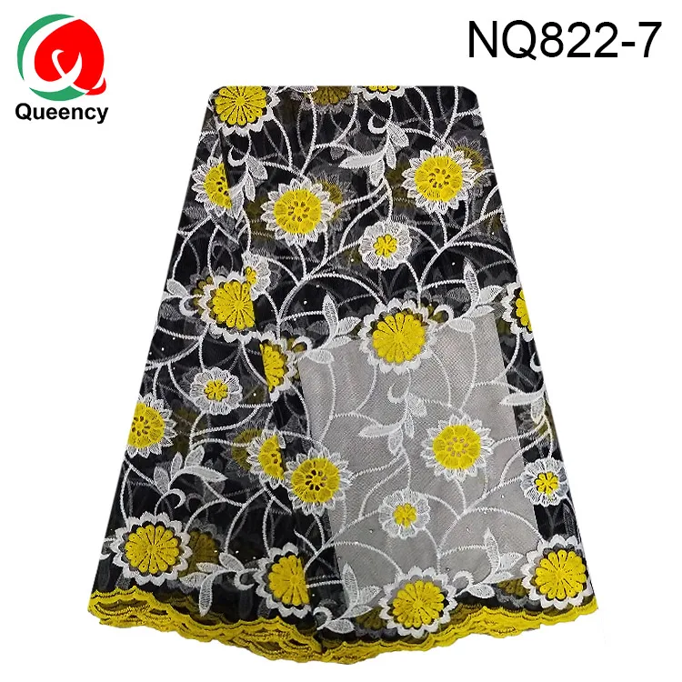 NQ822 DHL-2019 африканская Высококачественная Цветочная вышивка с камнями тюль