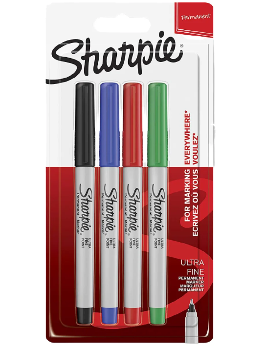 Перманентные Маркеры Sharpie с двойным наконечником тонкие и сверхтонкие точки