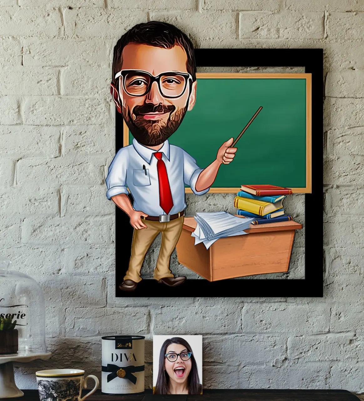 

Personalized Mr Teacher Caricature OF 3D Wood Tablo-1 Reliable Quality Funny Fun Cost Effective Special Design decoration