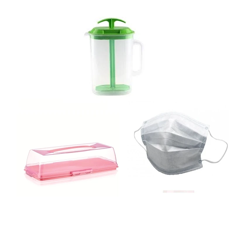 

3 Piece Kitchen Set Cake Dome Churn Buttermilk Jug